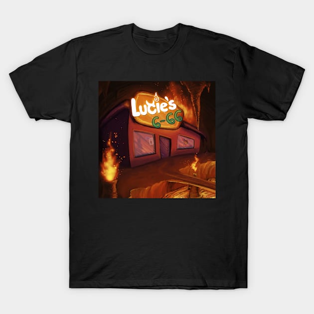 Lucie's 6-66 The Number One Convenience Store in all DamnNation T-Shirt by Language of Bromance Podcast